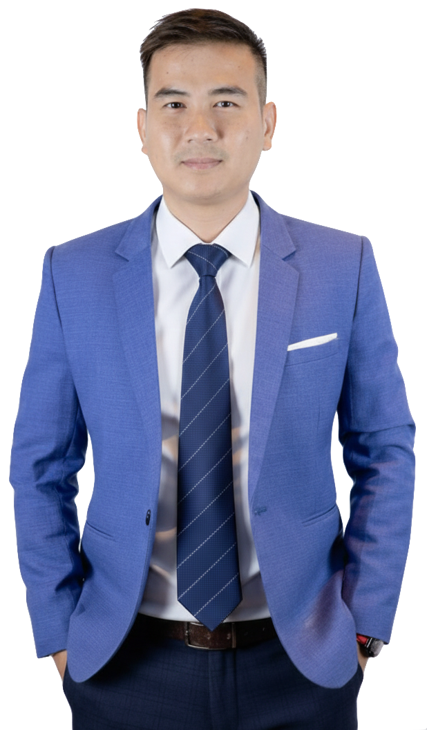 Socheat Leang wearing a blue suit